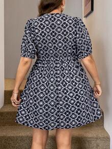 SHEIN LUNE Plus Size Summer Casual Hollow Out Embroidery Knot Collar Puff Sleeve Dress With Pockets,Intricately Embroidered Dress, Babydoll Style Dress, With A Front Tie-Up Design, Round Neck, Lantern Sleeves.Floral Dress,Elegant And Fashionable For Commuting,Women Boho/Bohemian Dress,Suitable For Daily Wear, Commute Minimalist Office Old Money Dress,Everyday Wear,Holiday Elegant Outfits,A-Line Dress,Summer Outfits For Women ,Floral Three-Dimensional Texture Fabric, Functional Pockets, Waist-Slimming Mini Dress,Casual Dresses For Women,Elegant Dresses,Party Dress,Elegant Party Dresses,Wedding Guest Dress For Women,Carnival Costume,Summer Dresses Pattern Dress Short Sleeve Summer Dress Curve Casual Dress Curve Summer Dress Bump Friendly Dress Short Sleeve Dress Curve Dress Pocket Dress Women Plus Dress Plus Casual Dress Embroidery Dress Women's Dress Plus Size Dress Plus Size Casual Dress Women's Dresses - Multicolor - View 4