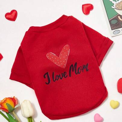PETSIN 1 Áo len chui đầu dễ thương dành cho mèo/chó, in hình "Con yêu mẹ" - Thích hợp làm quà tặng Ngày Valentine