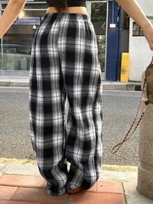 Dazy Tall Pantalones rectos casuales a cuadros para mujer de talla alta - Volcanic Gray - Ver 4