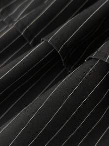 Elamini Women's Commuting, Back To School, Daily Wear Black Striped Lace Trim Mini Dress - Black - View 5