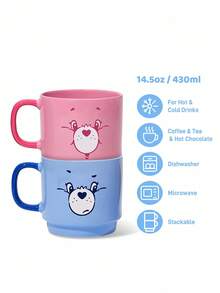 SHEIN X Care Bears 1 Pc 14.5 Oz/430 Ml Cute Cartoon Character Ceramic Mug, Stackable, Heat & Cold Resistant, Microwave & Dishwasher , Suitable For Water, Milk, Juice, Coffee, Share Bear, Cheer Bear, Bear, Good Luck Bear, Sunshine Bear,Valentine's Day - Multicolor - View 3