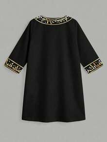 SHEIN Long Shirt, Arabic Robe, Classic Vintage Arabic Text Graphic Print