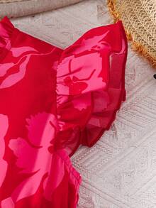 SHEIN 少女碎花荷叶边休闲连衣裙 - 粉色 - 查看 5