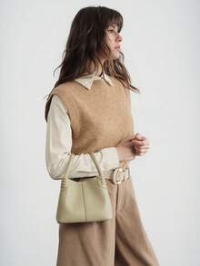 SHECARRY 女士时尚百搭简约通勤手提包 - 橄欖綠 - 查看 8