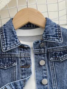 Spring & Summer New Arrival Young Girl Denim Vests & Jackets, Children Sleeveless Coats With Bow Design, Loose Fit Casual Denim Jackets, Suitable For Daily Outings, School, Commuting, Parties, Home, And Festivals - Medium Wash - View 4
