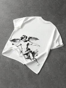 ROMWE MEN 男士文艺复兴印花圆领休闲短袖T恤 - 白色 - 查看 4