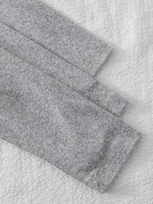 SHEIN 女童休闲宽松圆领长袖T恤，经典黑/白/灰三色可选，舒适时尚，适合旅行、春秋季穿着。 - 灰色 - 查看 5