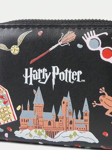 HARRY POTTER X SHEIN 1, Black Candy Dessert Pattern Simple Style Zipper Coin Purse, Suitable For Women. - Black - View 3