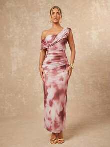 Lumalex 低调奢华的复古风情，闪耀假日派对装扮，适合锐舞节、郊游、游泳度假、波西米亚风、户外派对、婚礼季、宴会、成人礼、海滩、海边、海滩度假、复活节、波西米亚风海滩户外婚礼派对、成人礼、返校派对、情人节约会等场合。优雅的粉色扎染印花网纱单肩褶皱装饰修身包臀长裙，性感扭结褶皱开衩设计无袖修身长裙，春夏单肩连衣裙、单袖连衣裙、新年连衣裙、宰牲节派对连衣裙、酒红色连衣裙、垂褶连衣裙，优雅女士连衣裙、舞会礼服、商务休闲女装，春夏复古风情。 - 藕粉色 - 查看 9