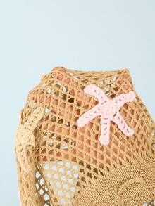 Soleia Beach Outfit For Women Summer Outfits  Vacation Outfits Women Women's Summer Vacation Beach Starfish Crochet Flare Sleeve Cover Up Cover Up - Khaki - View 7