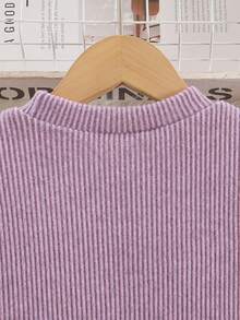 Teen Girls' Elegant Purple Long Sleeve Dress,Sweet Bowknot Decor Textured Knit Autumn Birthday Dress,Modest Lilac Design Suitable For Daily Gatherings - Purple - View 7