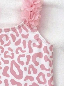 Emery Rose Kids Emery Rose Kids 女童条纹蝴蝶结装饰3D花朵连体泳衣 - 粉色 - 查看 7