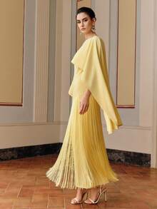 Anewsta Yellow Elegant Tassel Detachable Shawl Robe Kaftan - Yellow - View 5