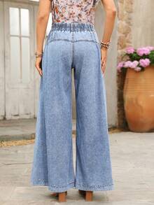 EMERY ROSE Women's Casual High Waist Wide Leg Jeans - Light Wash - View 2