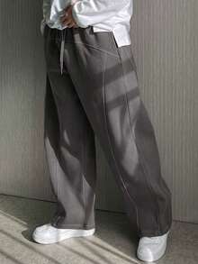 DAZY Quần nỉ nam giữ nhiệt, thiết kế chắp vá rách rưới, thích hợp cho mùa Thu/Đông. - Xám - Xem 4