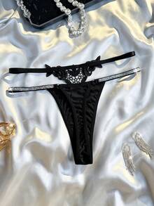 Women's Sexy Thin Black Thong Panties - Black - View 2