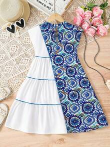 SHEIN Young Girl Embroidered Woven White Floral A-Line Dress,Summer Family Matching Sibling Outfits,Cute Elegant Vintage Party Wear For Holiday Festivals - Multicolor - View 4