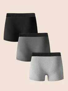 3pcs/Pack Men's Black Soft & Comfortable Briefs - Multicolor - View 2