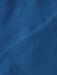 EMERY ROSE 奢华欧美风V领全纽扣装饰垫肩长袖鱼尾修身连衣裙 - 藍色 - 查看 7