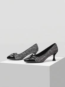 MOTF WOMEN BOW DECOR SQUARE TOE PUMPS VALENTINE'S DAY - Black - View 4