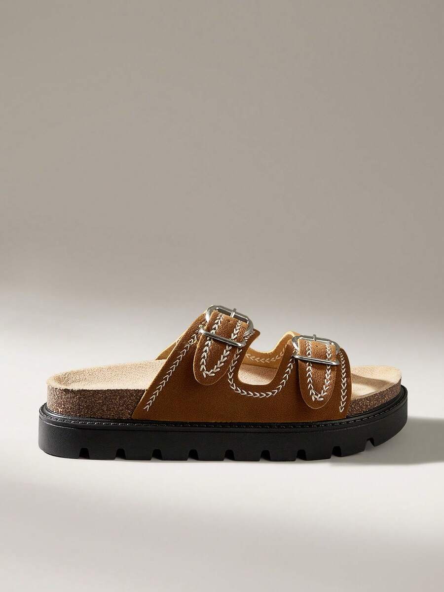 Solecia Damspännedesignade Casual Mode Platåslip-ins - Brun - Visa 1