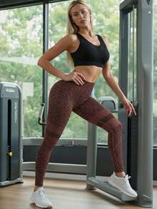 Innovista Leopard Jacquard High Waist Seamless Leggings Seamless Legg Brown Leopard Jacquard Seamless Leggings, High Waist Tummy Control, Booty Lift Sculpting Knit, Breathable Mesh Zones, High Stretch | Gym Training Yoga Pilates Athleisure Chic Leggings |  Leggings Sin Costuras Leopardo Café |  Legging Sem Costura Oncinha Marrom | Gymtok Seamless Fitness Leggings Leopard Print Leggings Workout Leggings Women Leopard Print Workout Leggings - Brown - View 1