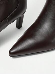 MOTF WOMEN'S FASHION PU LEATHER POINTED TOE KNEE-HIGH BOOTS VALENTINE'S DAY - Coffee Brown - View 8