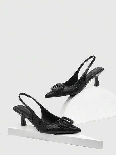 CUCCOO SZL Women Square Buckle Pointed Toe Slim High Heel Ankle Strap High Heel Sandals, Minimalist Fashion Pumps For Christmas