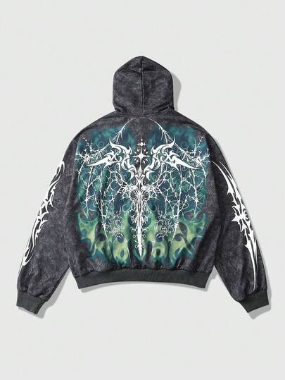 sweat-shirt à capuche imprimé de couleur contrastée mode pour hommes