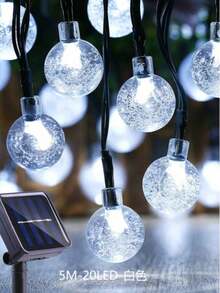 1条16/23/39英尺20/50/100 LED太阳能水晶球泡泡灯串，大型泡泡灯防水太阳能户外灯带，8种照明模式，太阳能灯串，适用于花园、露营、LED灯（多色/暖白/白）派对 - 黑色 - 查看 18