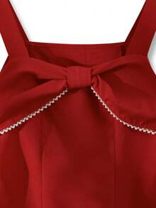 Franclia Women's Romantic French Style Pearl Trim Cropped Camisole Tank Top, Spring/Summer - Red - View 5