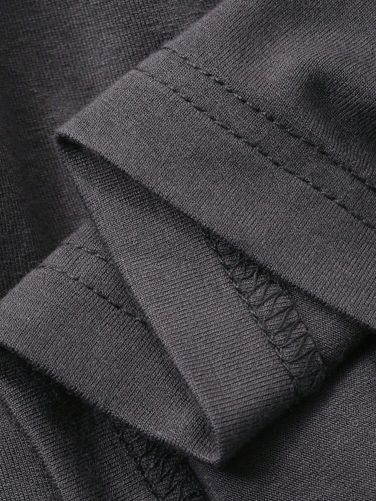 Solid Navy Blue T-Shirt Paired With Men's Loungewear Set, Summer