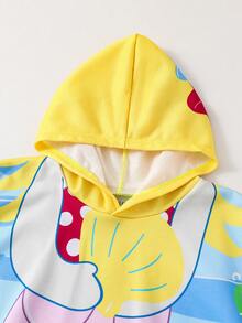 SHEIN Young Girl Casual Mermaid Print Hooded Cover Up