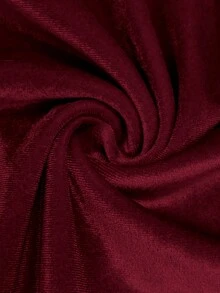 Franclia 优雅修身V领长袖褶皱腰身韩版丝绒连体衣，香槟色，女士款 - 酒紅色 - 查看 5