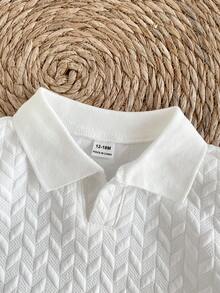 SHEIN Vintaside Kids 男婴可爱舒适百搭休闲时尚纹理面料上衣 - 白色 - 查看 9