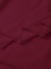 GlowEve 女士收腰A字网纱拼接圣诞假日优雅日常通勤时尚法式街头复古百搭新年商务绿色长袖连衣裙，秋冬款 - 酒紅色 - 查看 3