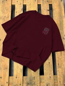 Manfinity LEGND Men's Poker Print Round Neck Casual Short Sleeve T-Shirt - Burgundy - View 2