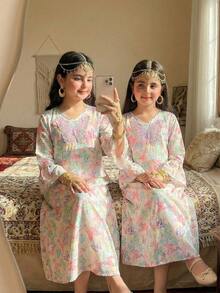 Áo choàng tay loe in hình bướm 3D dễ thương, kiểu dáng thường ngày cho bé gái tuổi teen. - Hồng - Xem 3