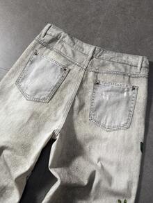 ROMWE MEN Anime Men's Tiger Print Pocket Wide Leg Loose Casual Jeans - Apricot - View 3