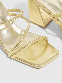 CUCCOO SZL Women Heeled Sandals Valentine's Day - Light gold PU - View 5