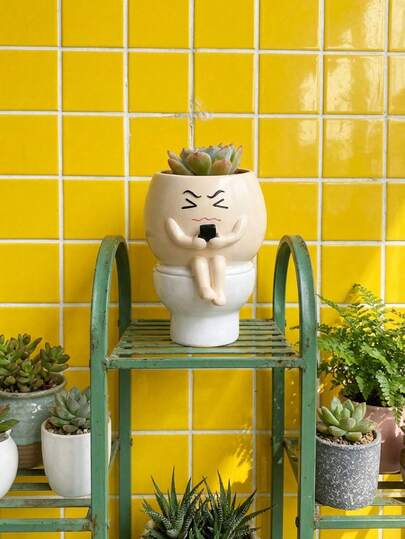 Joivida Funny Toilet Planter Pot, Whimsical Desk Decor For Office & Home, Creative Zen Garden Decoration, Cute Stress Relief Planter For Adults, Unique Funny Gift Idea, Cool Novelty Decor, Miniature Succulent Planter, Modern Home Decor Accessory