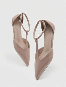 CUCCOO BIZCHIC 女士咖啡色尖头低跟露跟鞋，简约优雅百搭休闲通勤鞋，适合工作办公室穿着，春秋季 - 鏡面杏27 - 查看 2