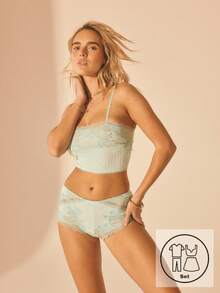 Aralina Heart POINTELLE LACE TRIM CAMI SET - Baby Blue - View 1