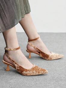 CUCCOO BIZCHIC Women's Elegant Pointed Toe Buckle Pumps For Commuting Valentine's Day - Camel - View 7