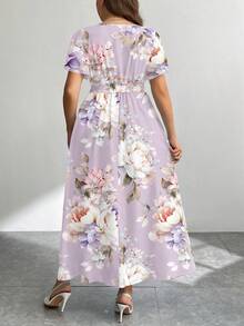 Modelyn 休闲复古碎花宽松大码连衣裙，适合秋冬季穿着 - 彩色 - 查看 2