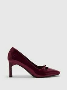 CUCCOO BIZCHIC Women's Fashion Versatile Commuting Minimalist Pointed Toe Pumps For Christmas - Burgundy - View 4