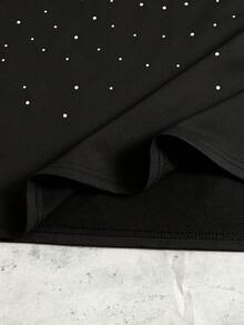 ROMWE MEN Street Life Men's Rhinestone Decor Round Neck Short Sleeve T-Shirt And Drawstring Waist Shorts Set - Black - View 5