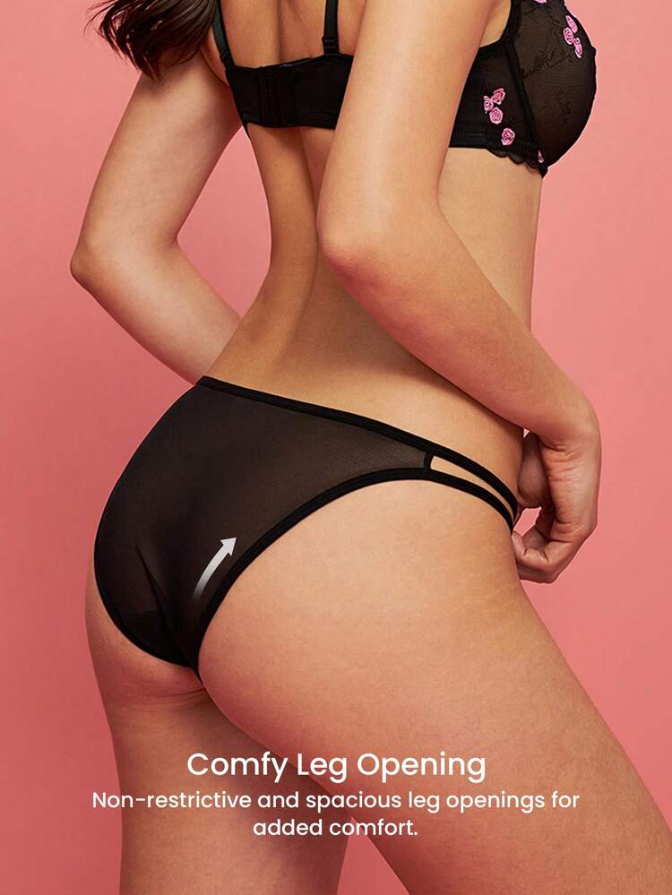 Embroidered Floral Lace Detail Low-Rise Briefs