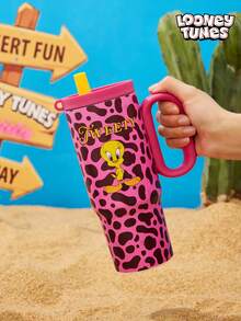 LOONEY TUNES X Joivida 24盎司不锈钢保温水瓶/咖啡杯，带把手和吸管，防漏，保温（可保持饮品冷热）