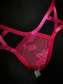 SpicyHot 2 piezas Conjunto de lencería sexy con parches de cinta - Rosa Fucsia - Ver 8